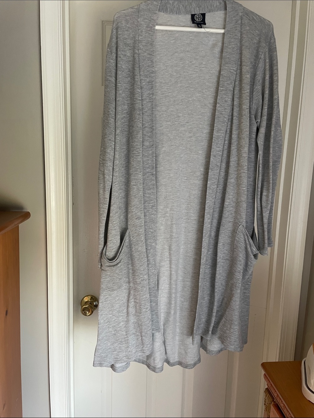 bobeau Light Gray Open-Front Long Cardigan